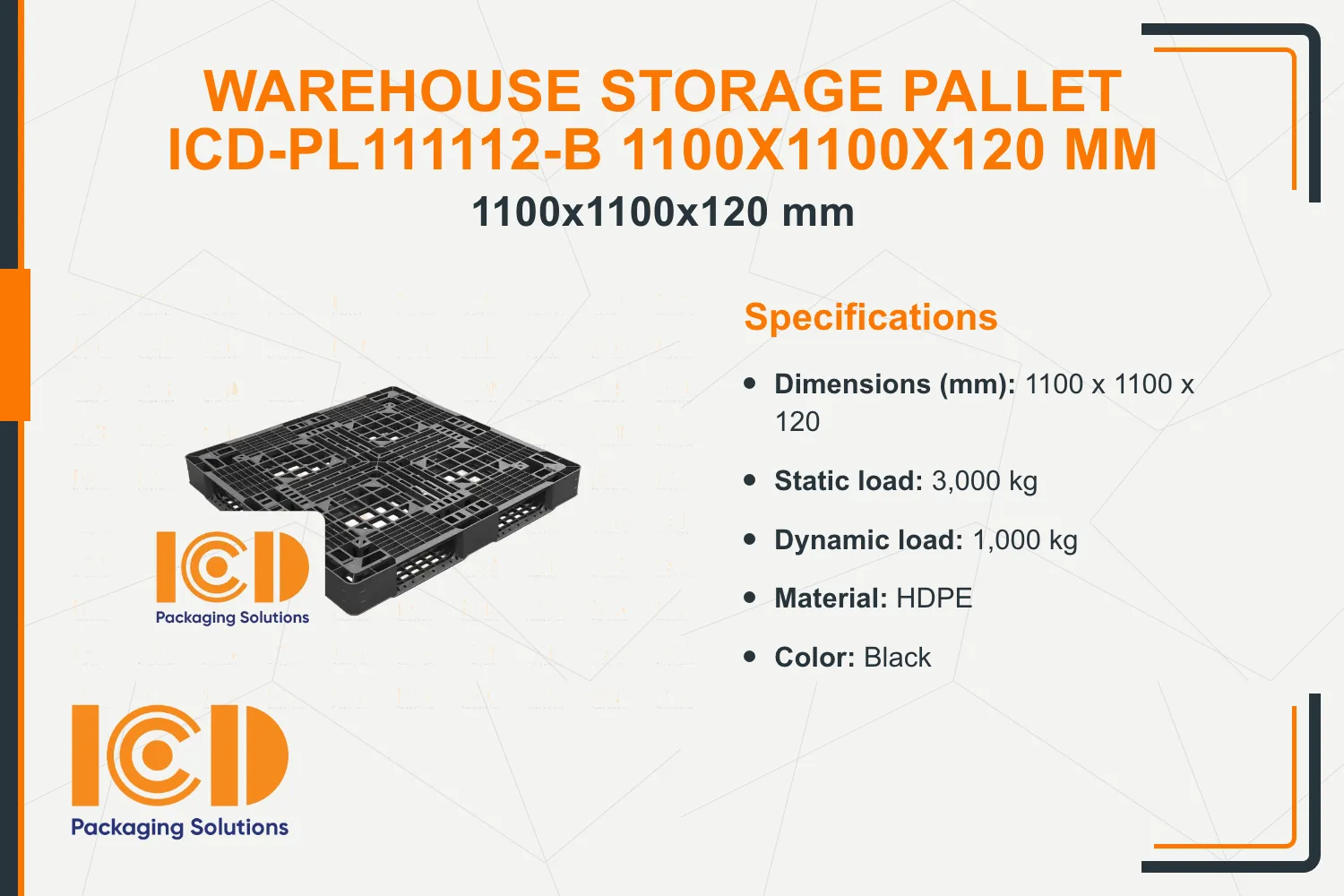 Warehouse Storage Pallet ICD-PL111112-B 1100x1100x120 mm