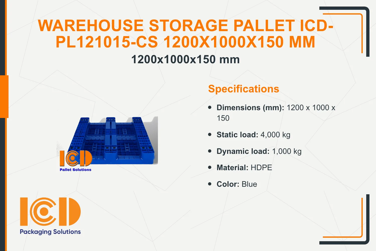 Warehouse Storage Pallet ICD-PL121015-CS 1200x1000x150 mm