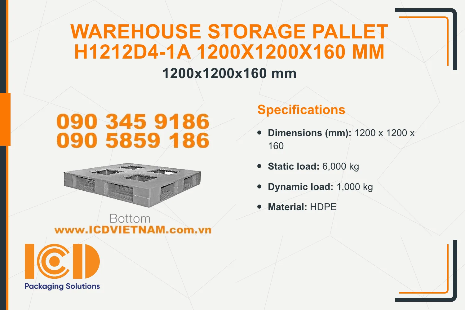 Warehouse Storage Pallet H1212D4-1A 1200x1200x160 mm