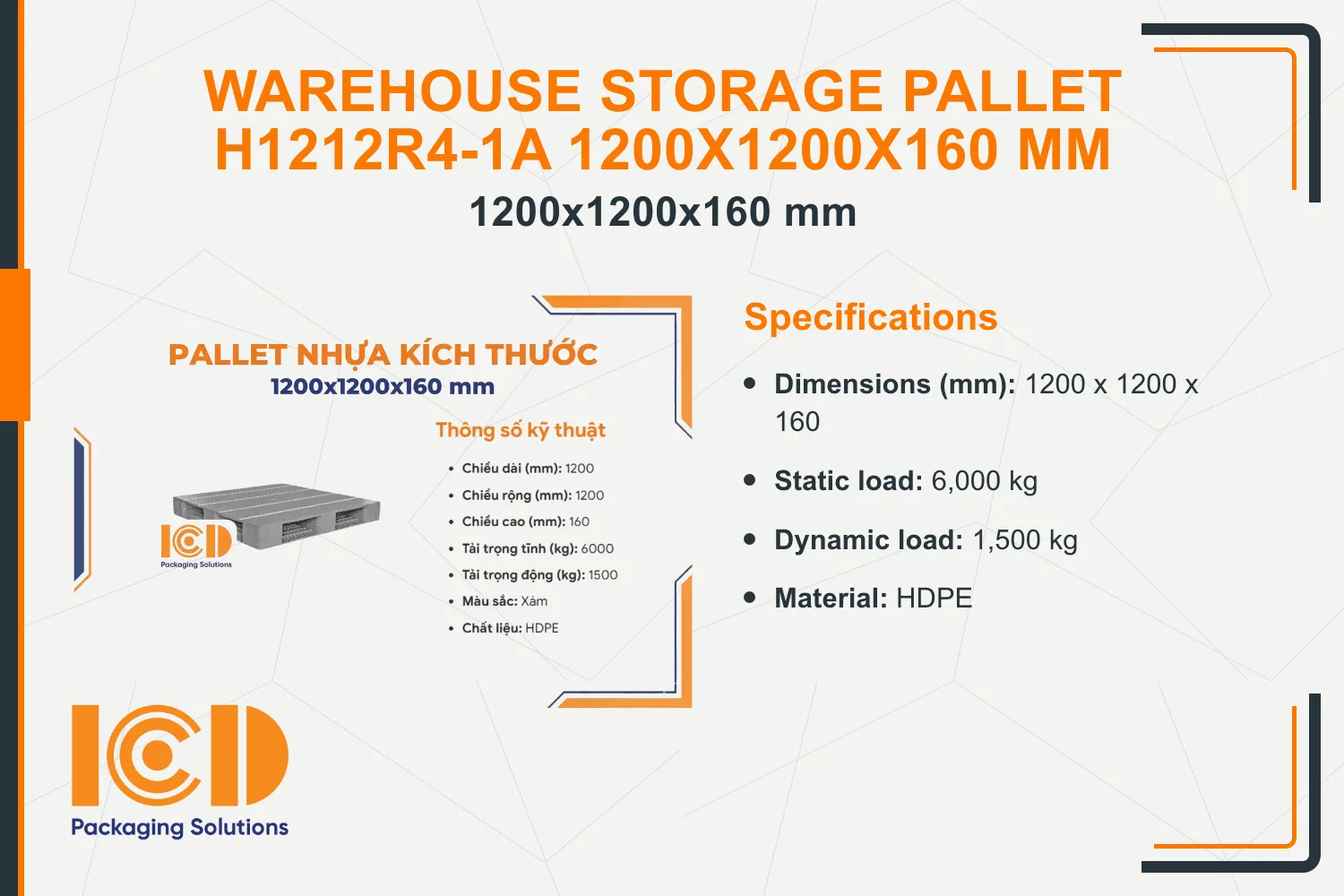 Warehouse Storage Pallet H1212R4-1A 1200x1200x160 mm