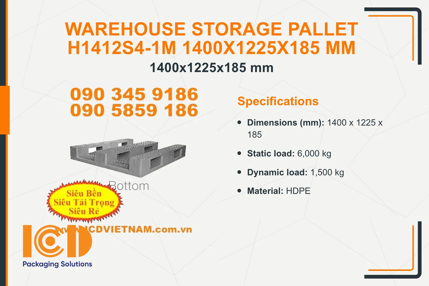Warehouse Storage Pallet H1412S4-1M 1400x1225x185 mm