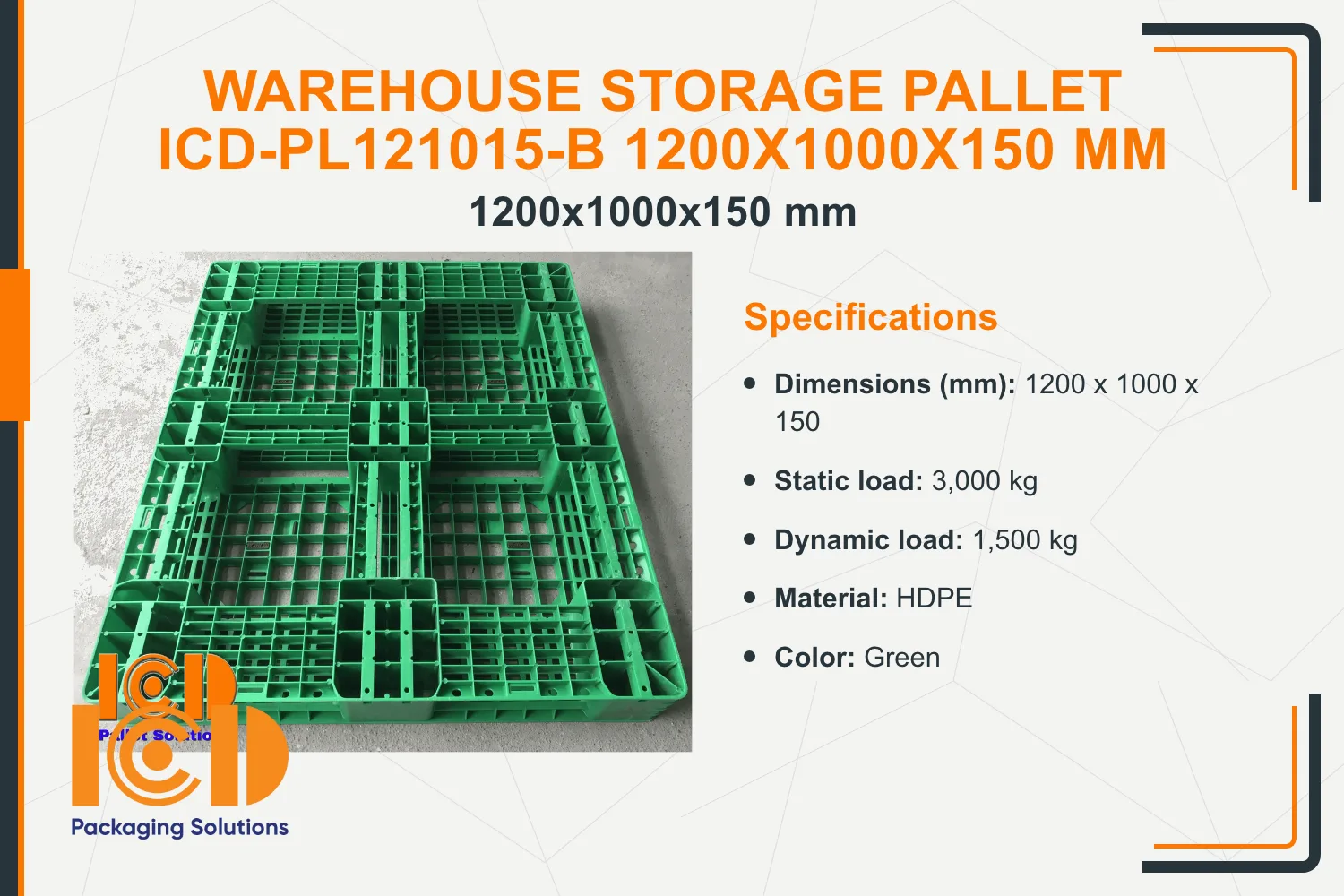 Warehouse Storage Pallet ICD-PL121015-B 1200x1000x150 mm