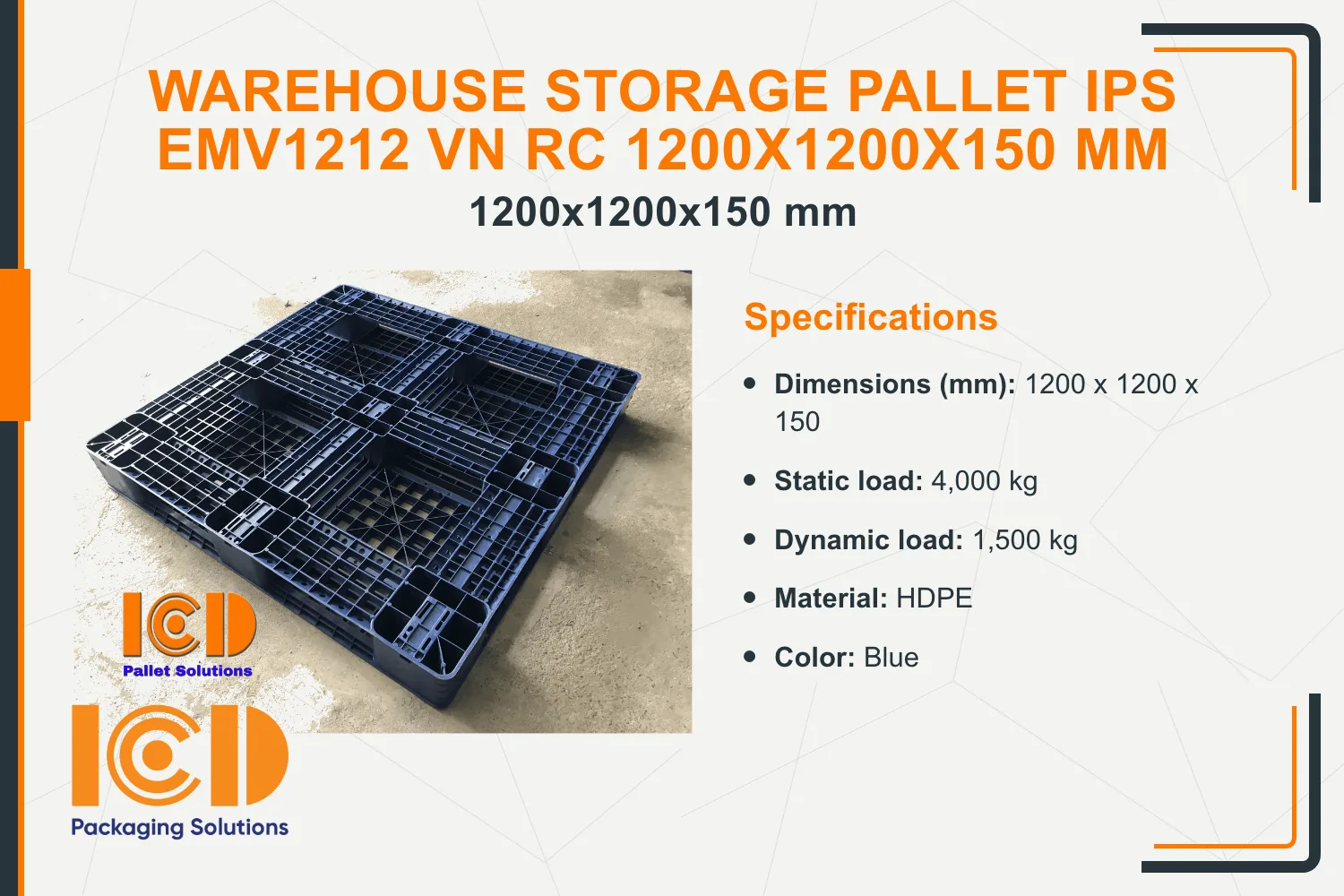 Warehouse Storage Pallet IPS EMV1212 VN RC 1200x1200x150 mm