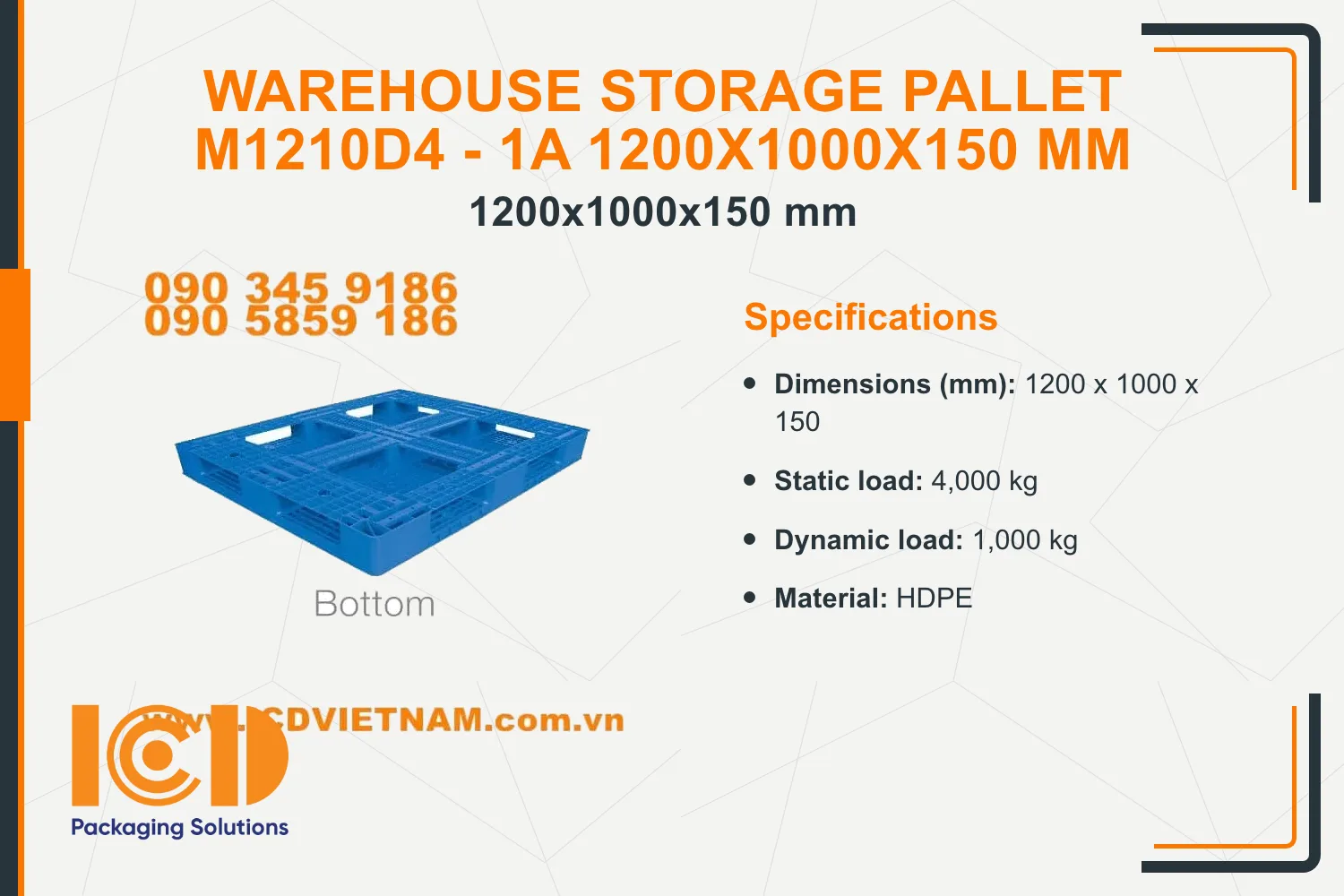 Warehouse Storage Pallet M1210D4 - 1A 1200x1000x150 mm