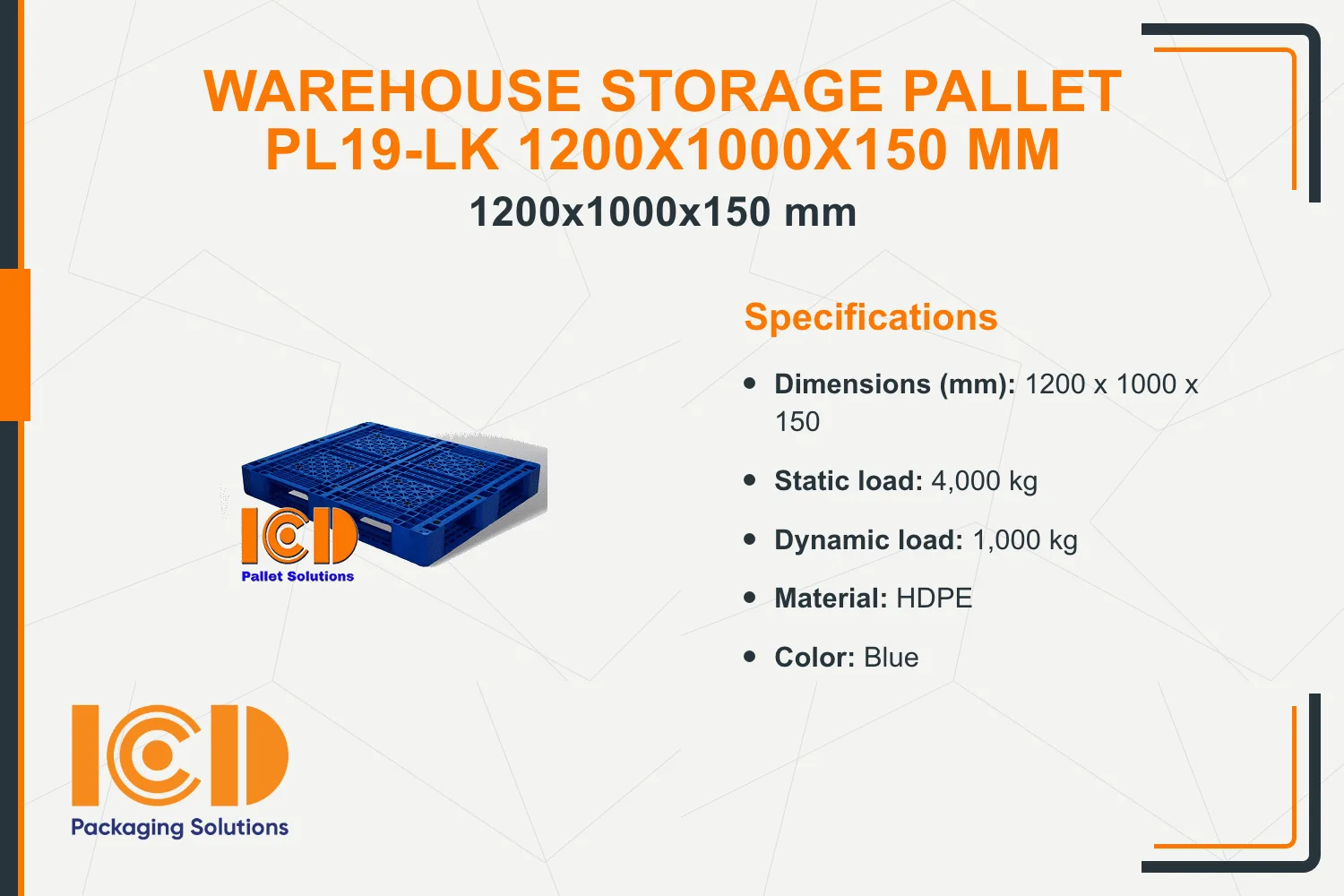 Warehouse Storage Pallet PL19-LK 1200x1000x150 mm