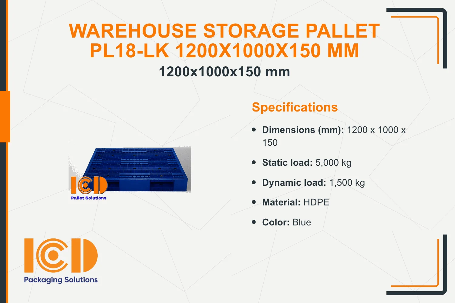 Warehouse Storage Pallet PL18-LK 1200x1000x150 mm