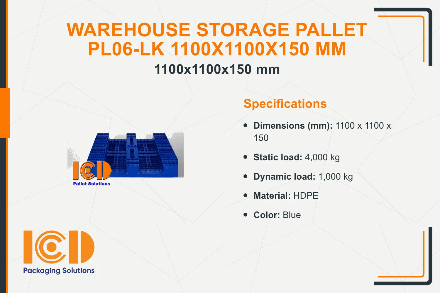 Warehouse Storage Pallet PL06-LK 1100x1100x150 mm