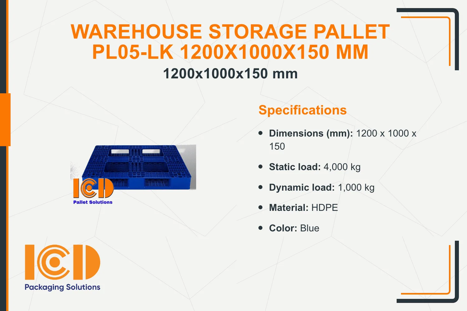 Warehouse Storage Pallet PL05-LK 1200x1000x150 mm