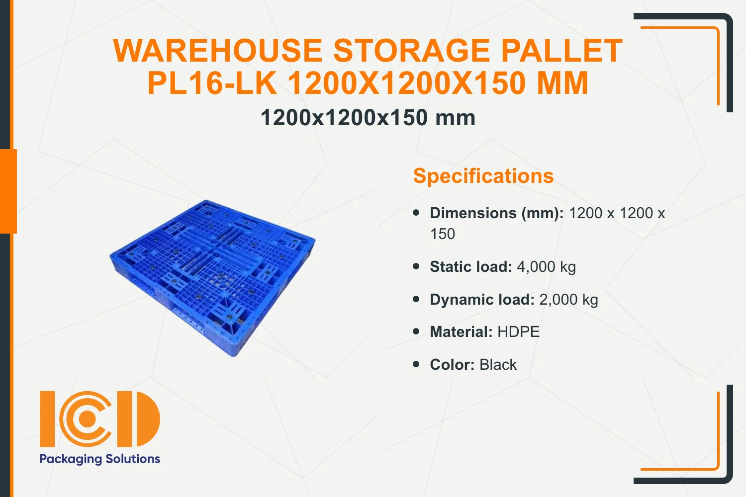Warehouse Storage Pallet PL16-LK 1200x1200x150 mm