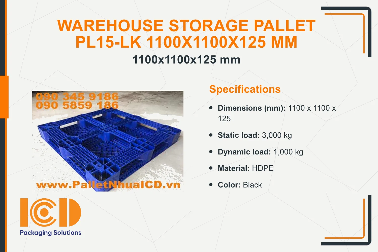 Warehouse Storage Pallet PL15-LK 1100x1100x125 mm