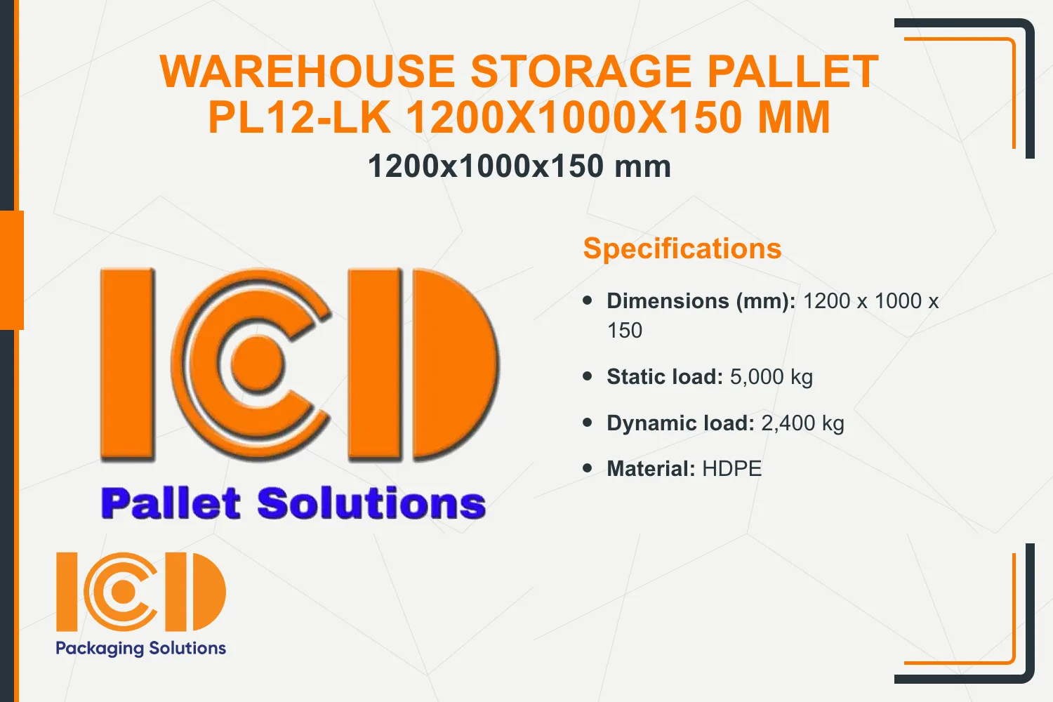 Warehouse Storage Pallet PL12-LK 1200x1000x150 mm