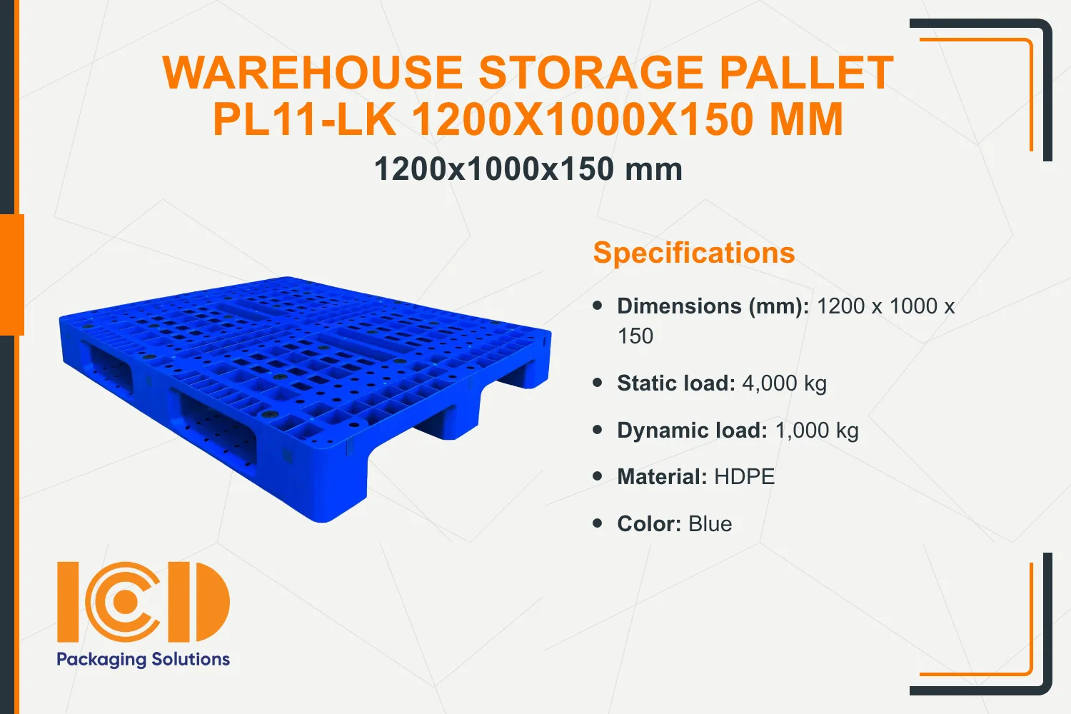 Warehouse Storage Pallet PL11-LK 1200x1000x150 mm