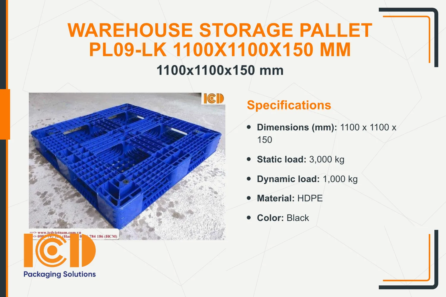 Warehouse Storage Pallet PL09-LK 1100x1100x150 mm