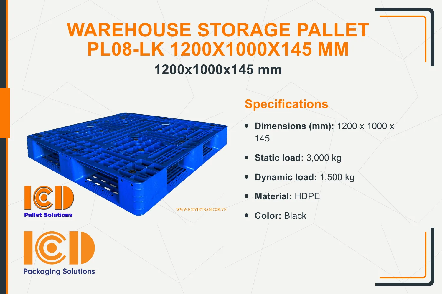 Warehouse Storage Pallet PL08-LK 1200x1000x145 mm