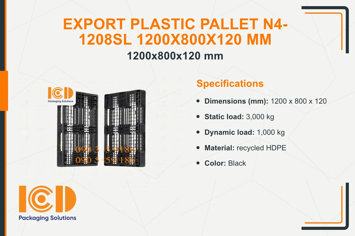 Export Plastic Pallet N4-1208SL 1200x800x120 mm