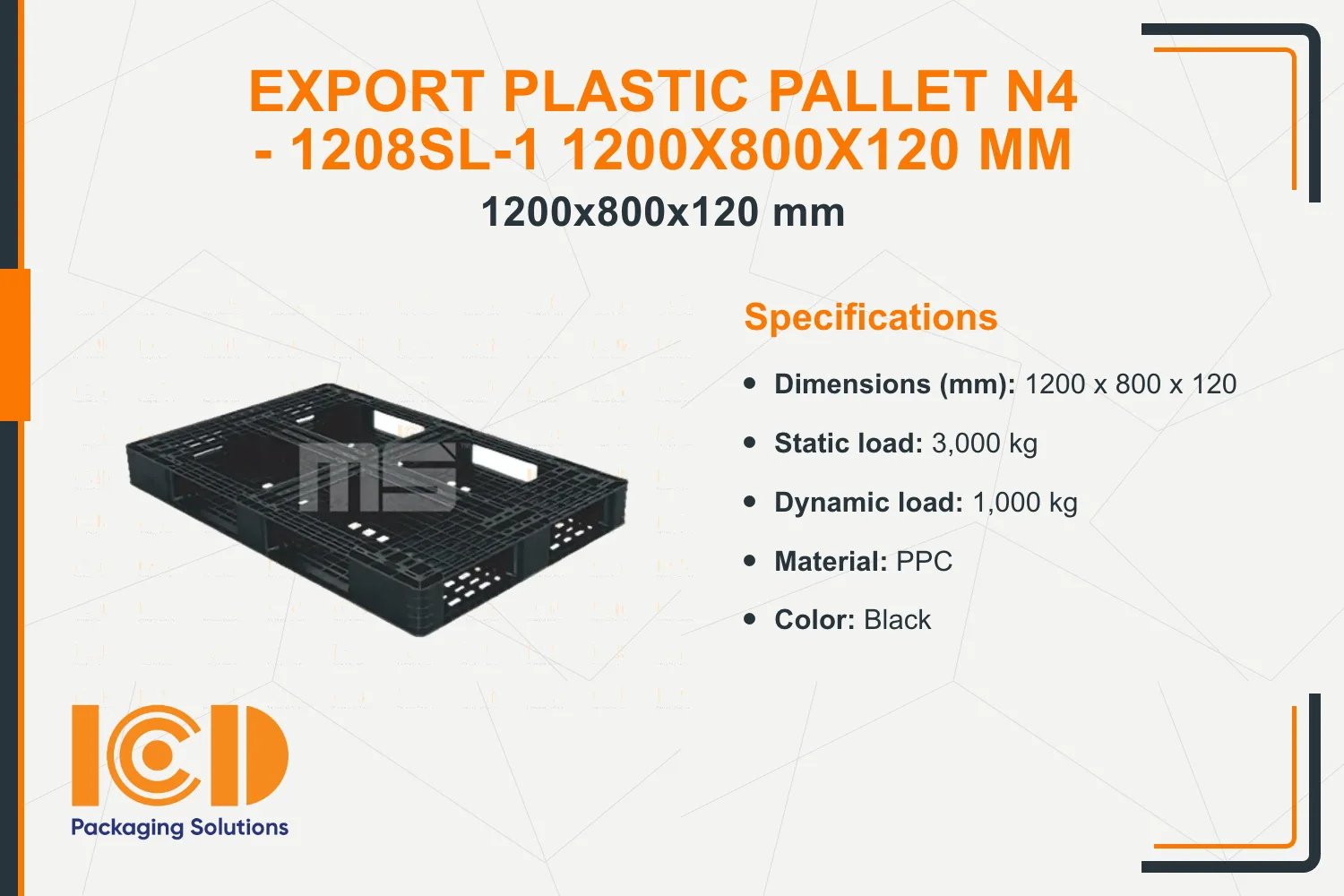 Export Plastic Pallet N4 - 1208SL-1 1200x800x120 mm
