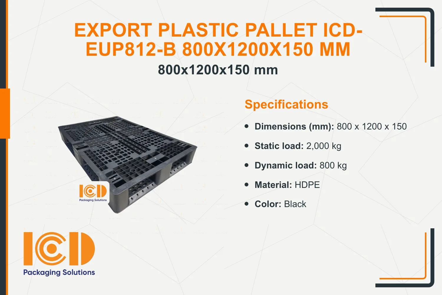 Export Plastic Pallet ICD-EUP812-B 800x1200x150 mm