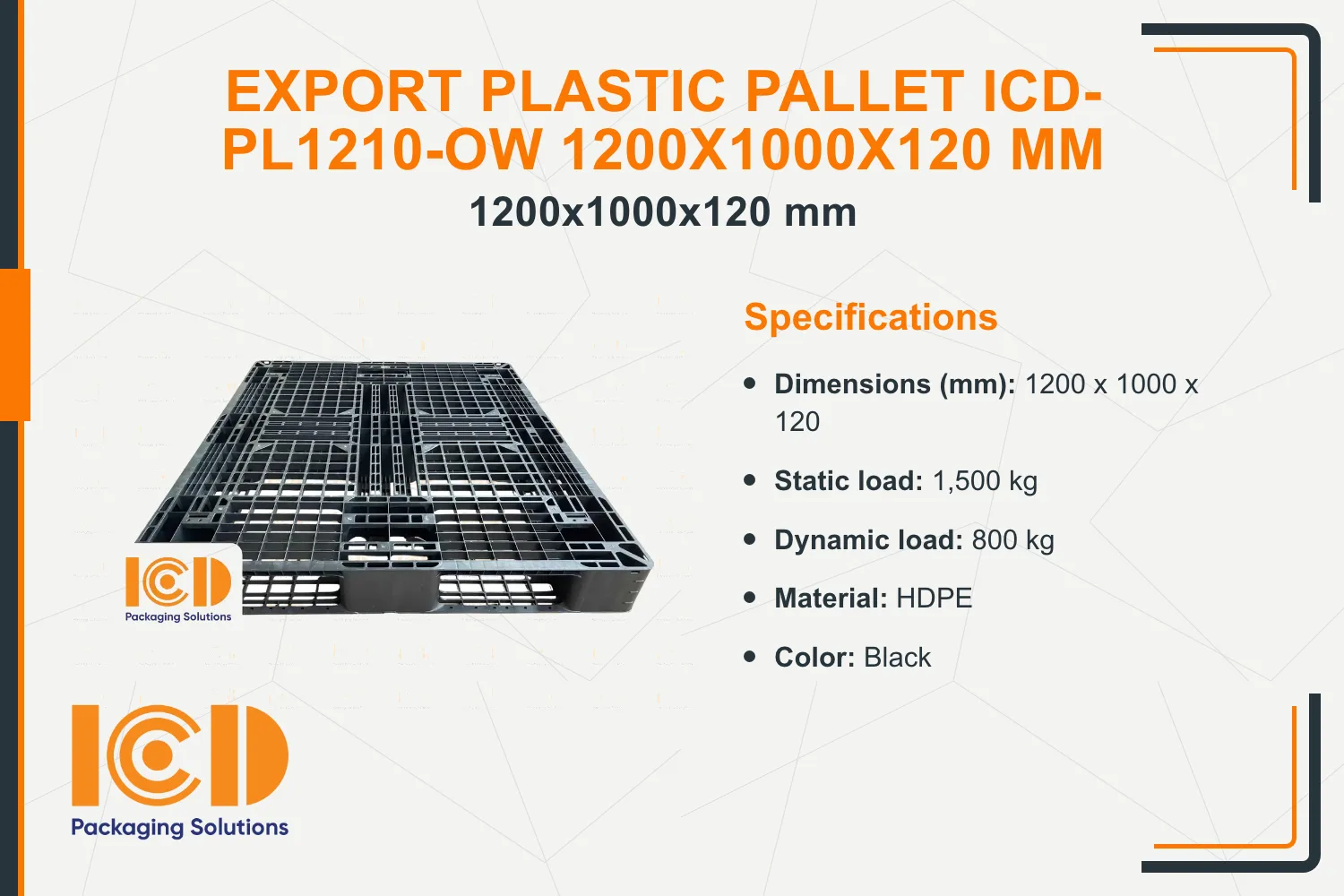 Export Plastic Pallet ICD-PL1210-OW 1200x1000x120 mm