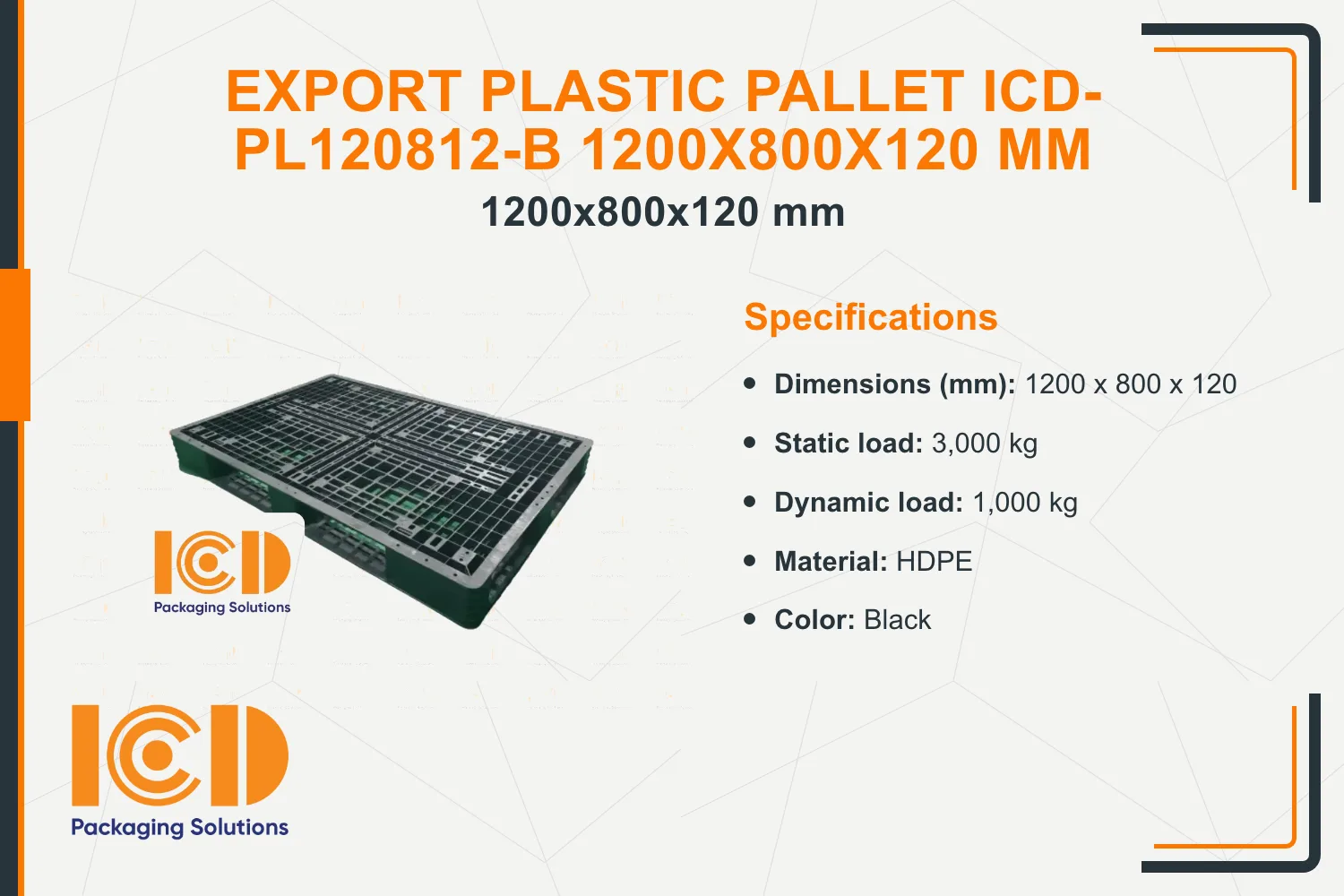 Export Plastic Pallet ICD-PL120812-B 1200x800x120 mm