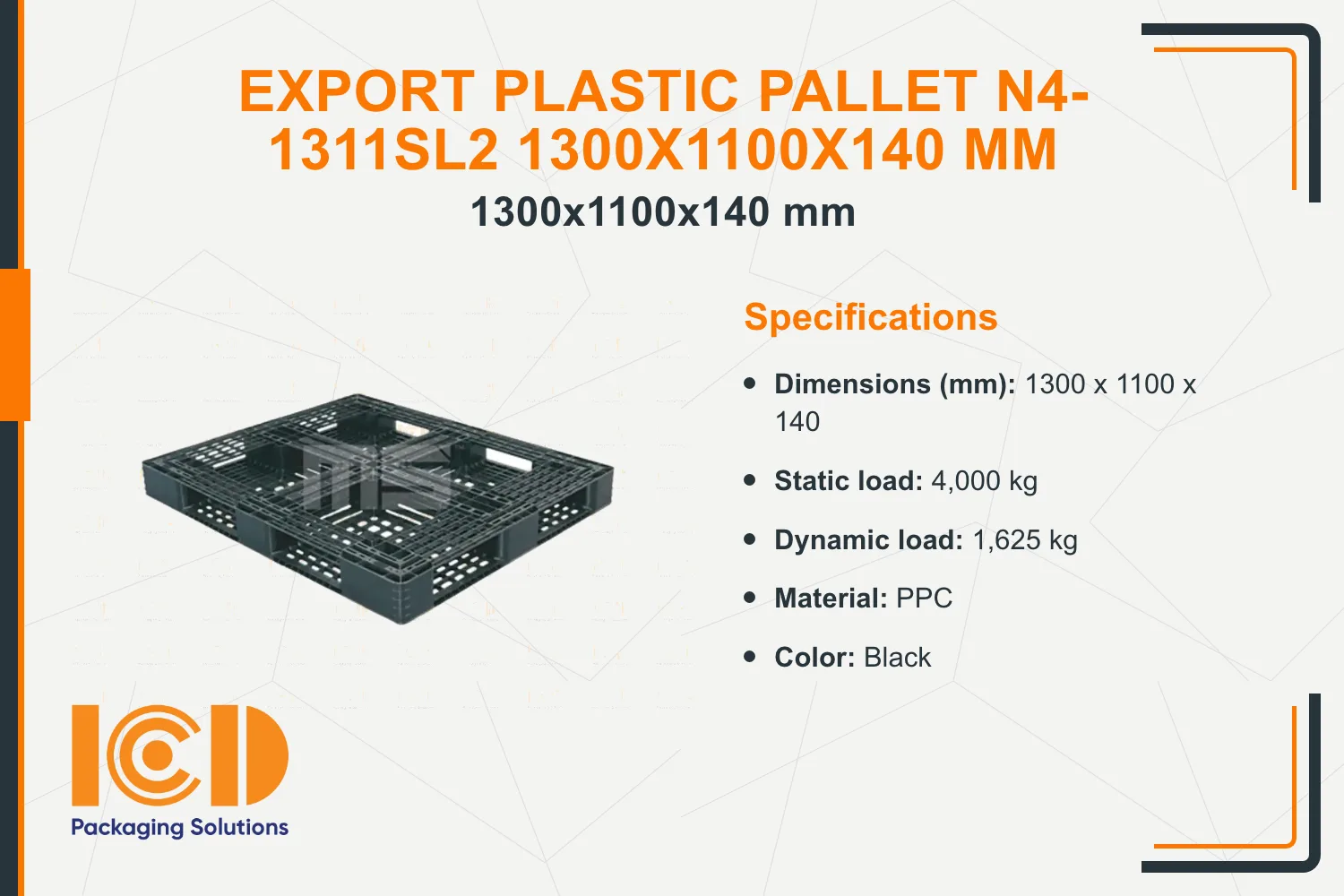Export Plastic Pallet N4-1311SL2 1300x1100x140 mm