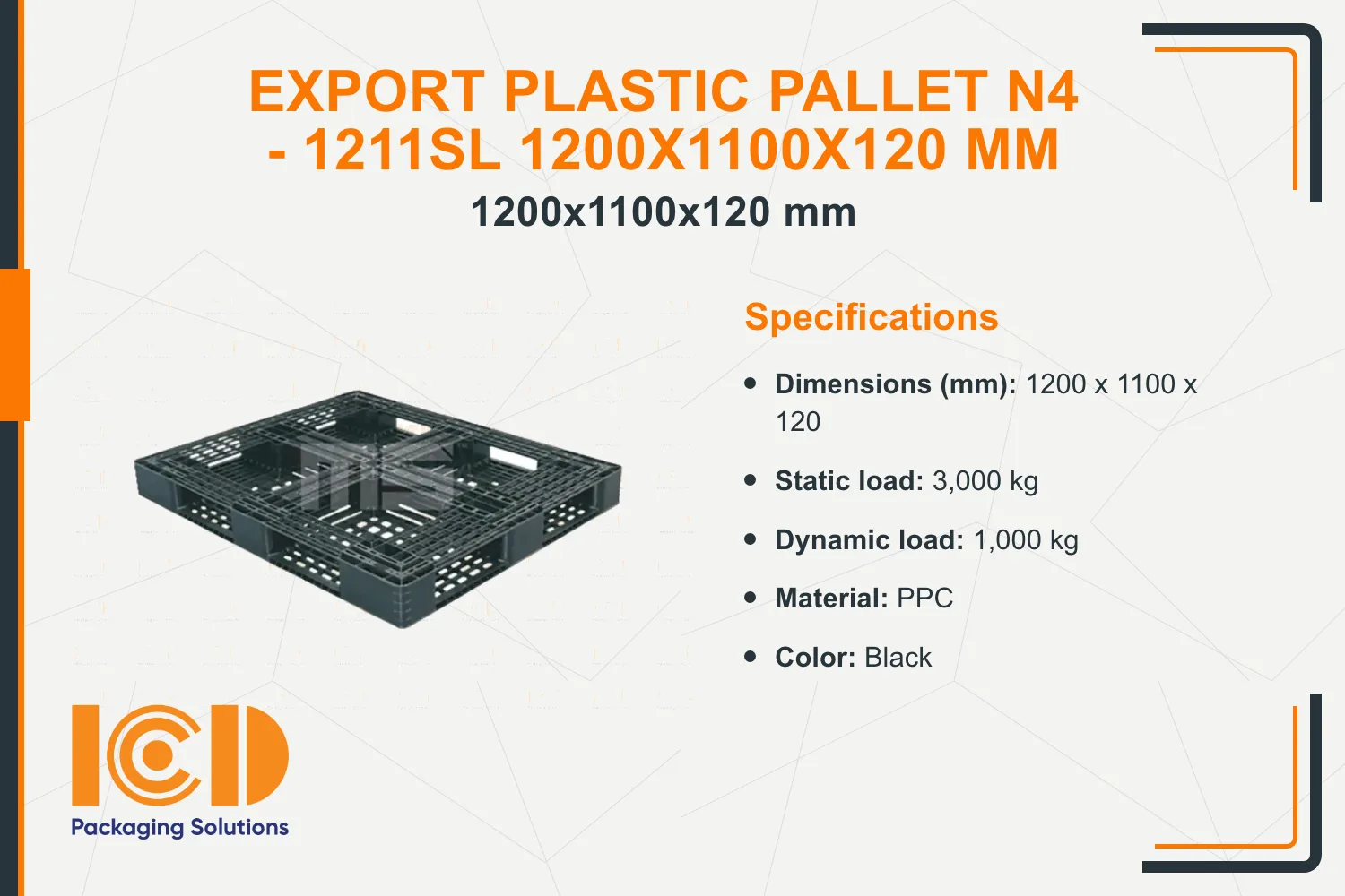 Export Plastic Pallet N4 - 1211SL 1200x1100x120 mm