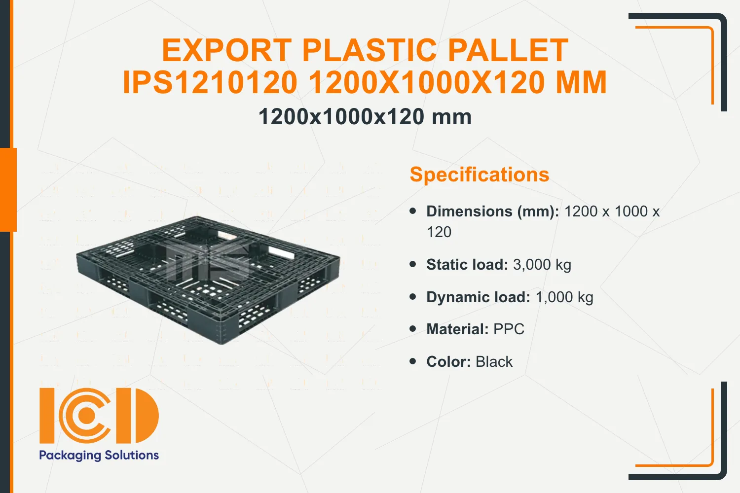 Export Plastic Pallet IPS1210120 1200x1000x120 mm