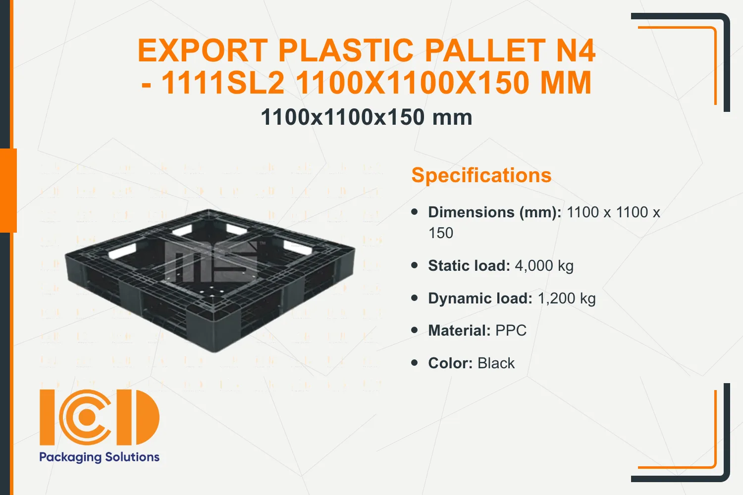 Export Plastic Pallet N4 - 1111SL2 1100x1100x150 mm