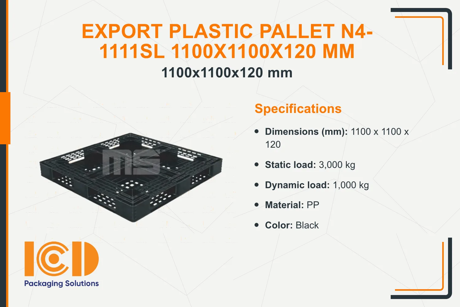 Export Plastic Pallet N4-1111SL 1100x1100x120 mm