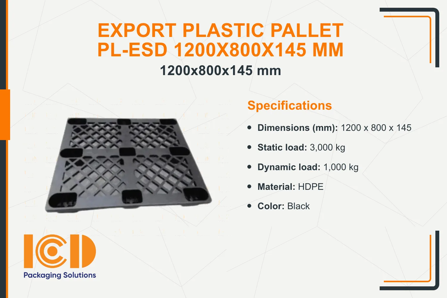 Export Plastic Pallet PL-ESD 1200x800x145 mm