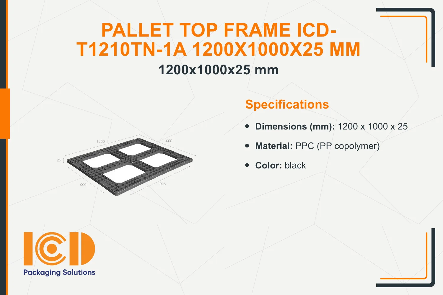 Pallet Top Frame ICD-T1210TN-1A 1200x1000x25 mm