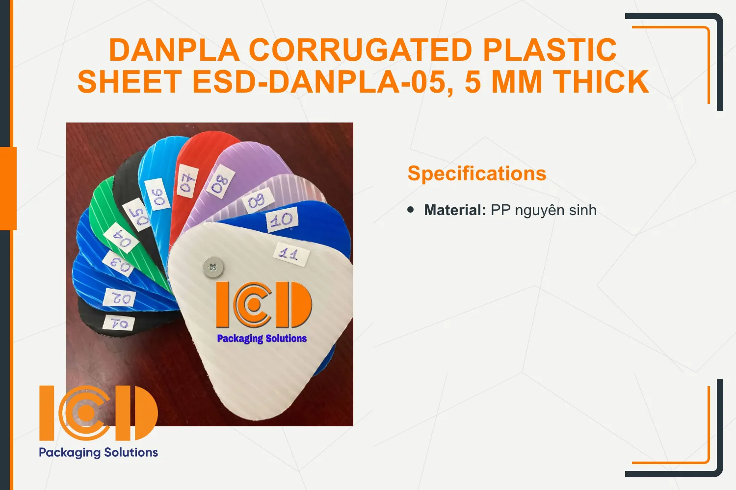 Danpla Corrugated Plastic Sheet ESD-DANPLA-05, 5 mm thick