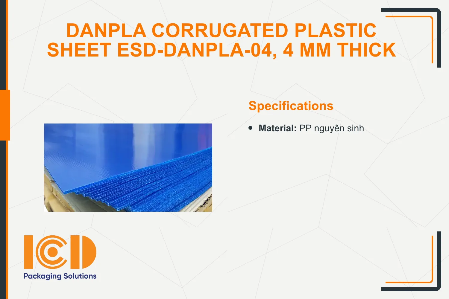 Danpla Corrugated Plastic Sheet ESD-DANPLA-04, 4 mm thick