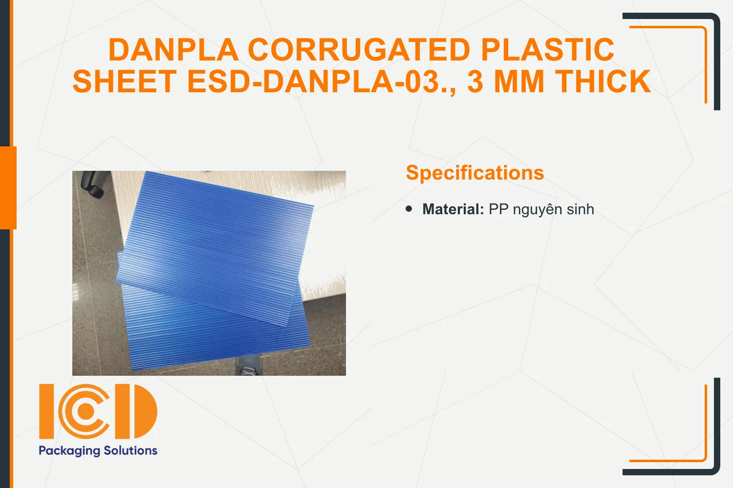 Danpla Corrugated Plastic Sheet ESD-DANPLA-03., 3 mm thick