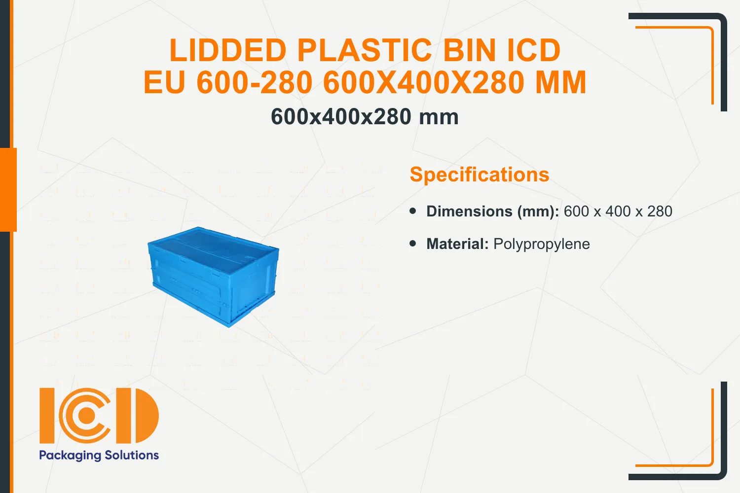 Lidded Plastic Bin ICD EU 600-280 600x400x280 mm