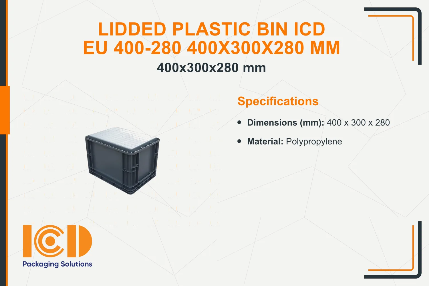Lidded Plastic Bin ICD EU 400-280 400x300x280 mm