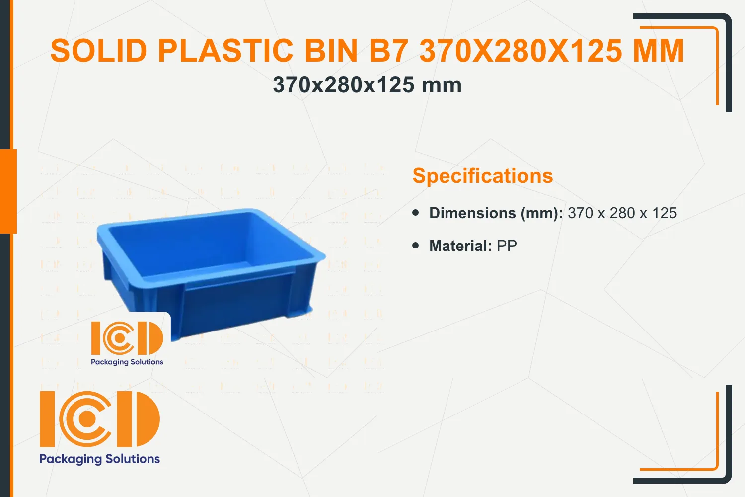 Solid Plastic Bin B7 370x280x125 mm