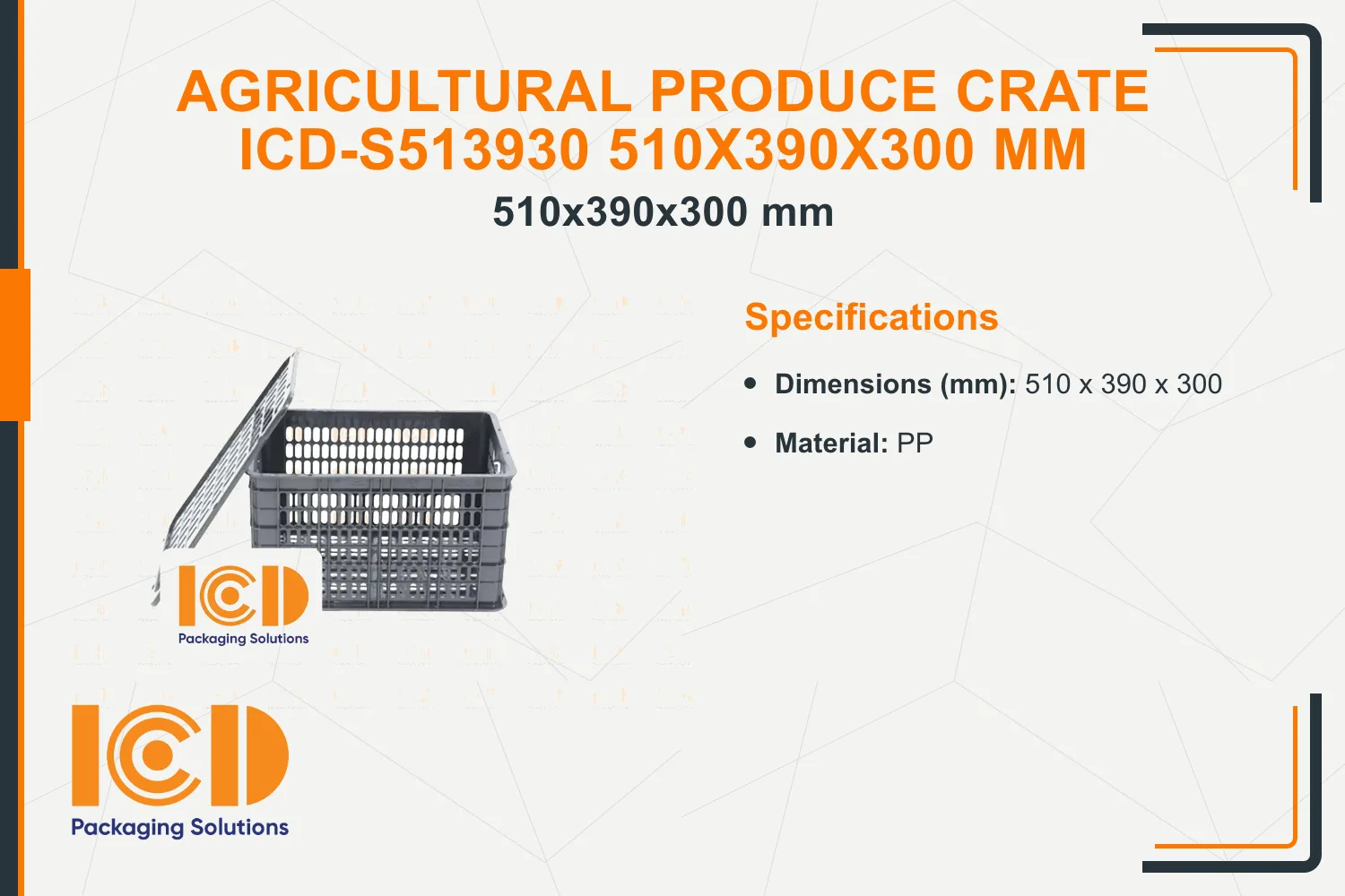 Agricultural Produce Crate ICD-S513930 510x390x300 mm