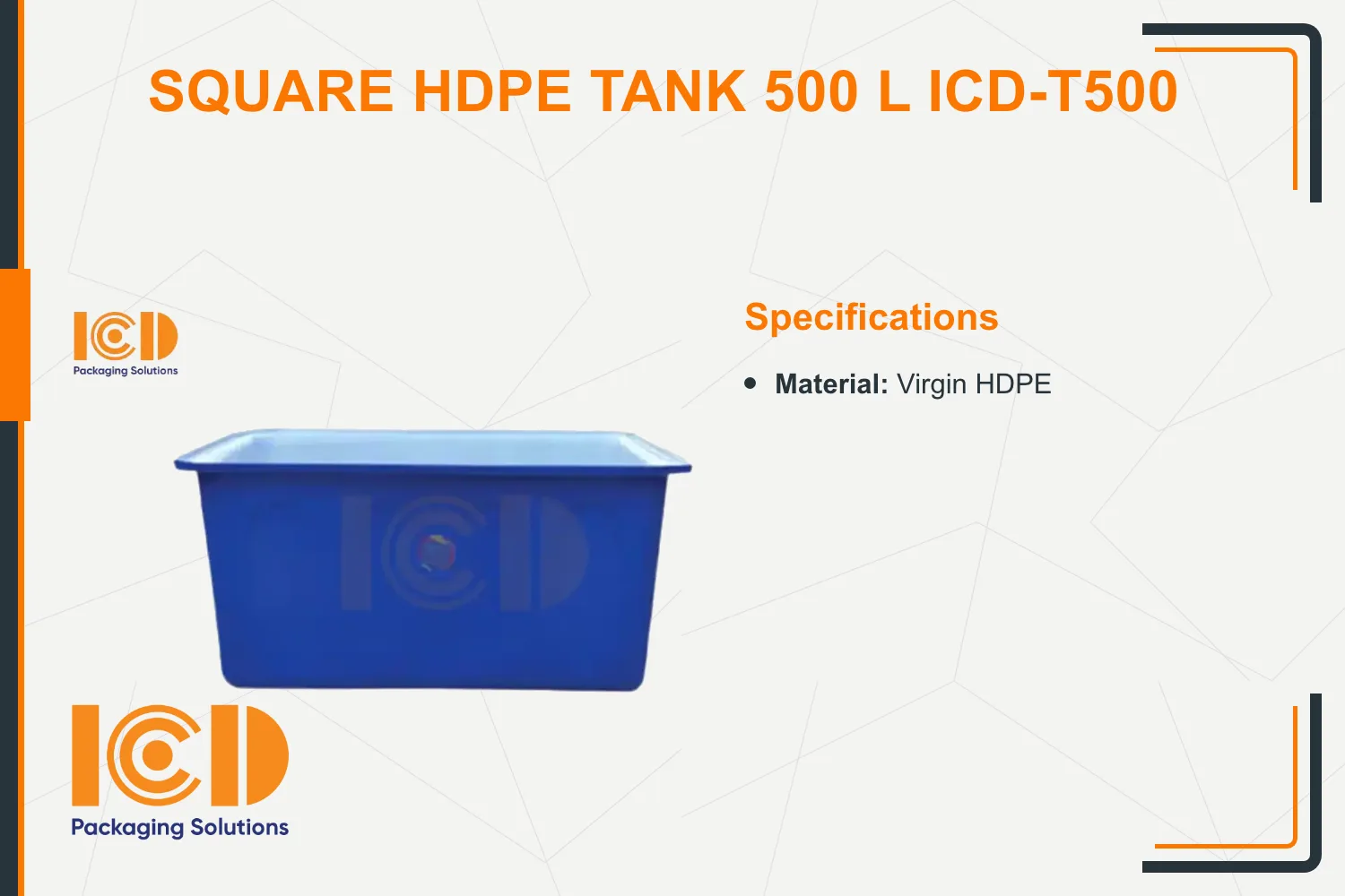 Square HDPE Tank 500 L ICD-T500