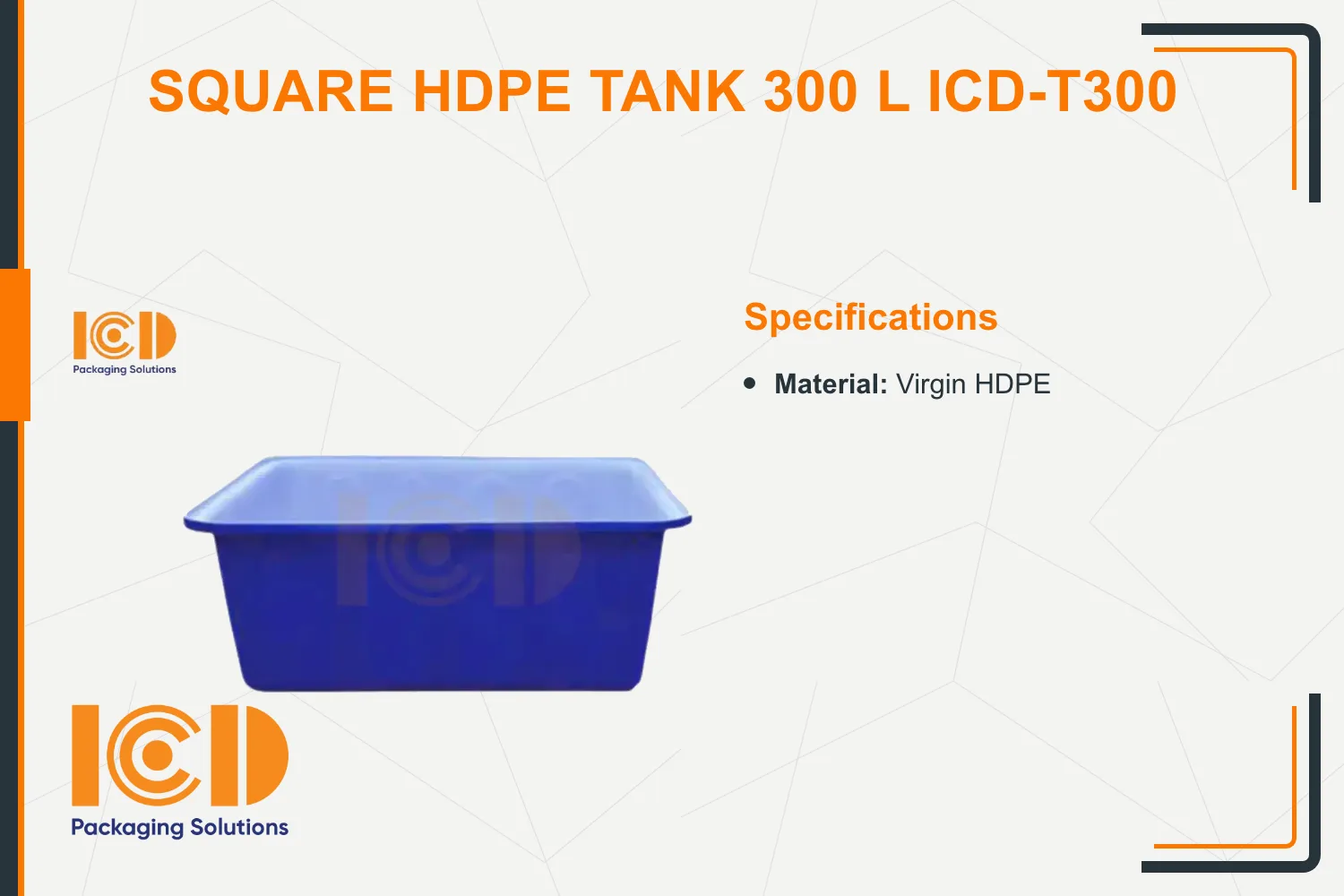 Square HDPE Tank 300 L ICD-T300