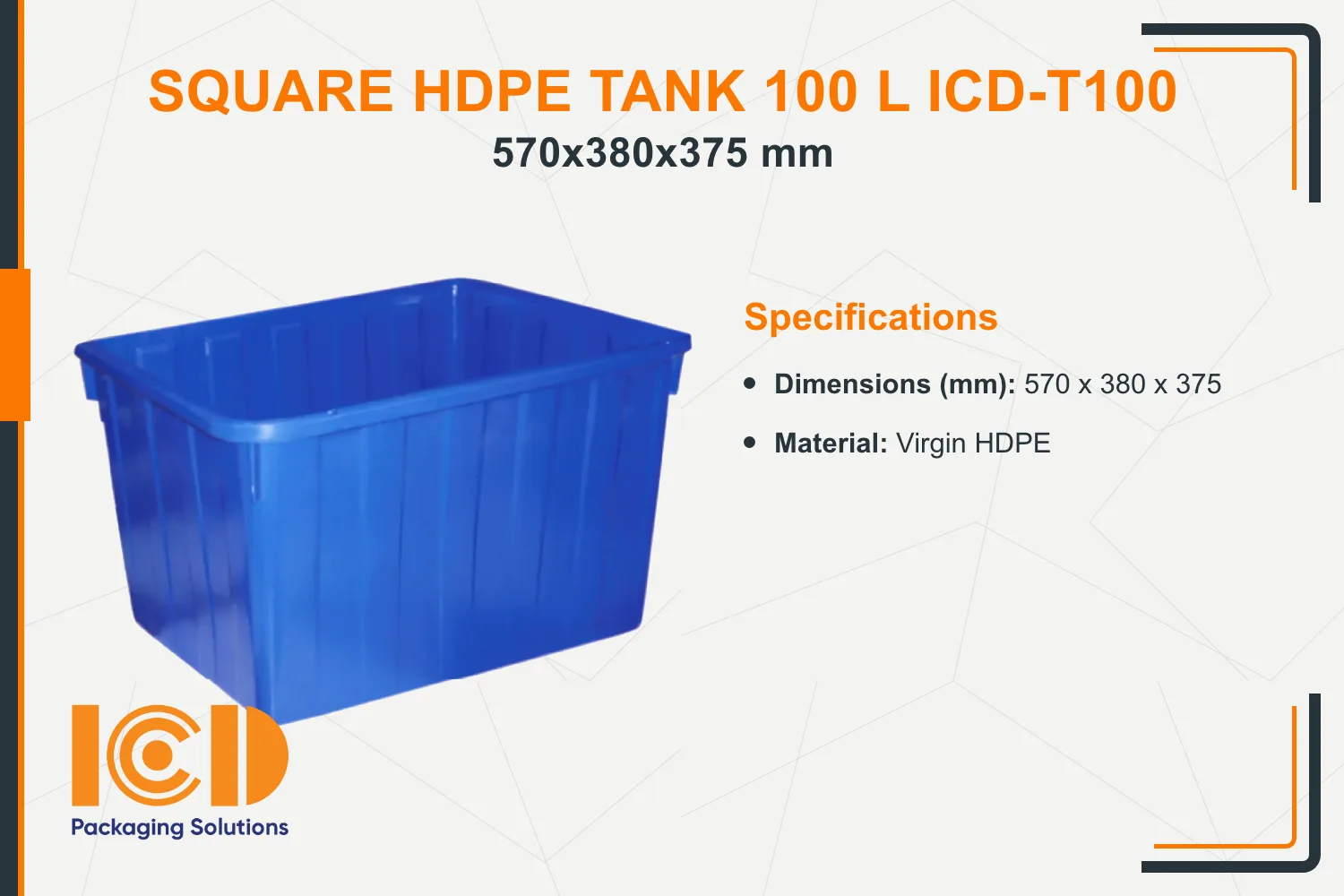 Square HDPE Tank 100 L ICD-T100