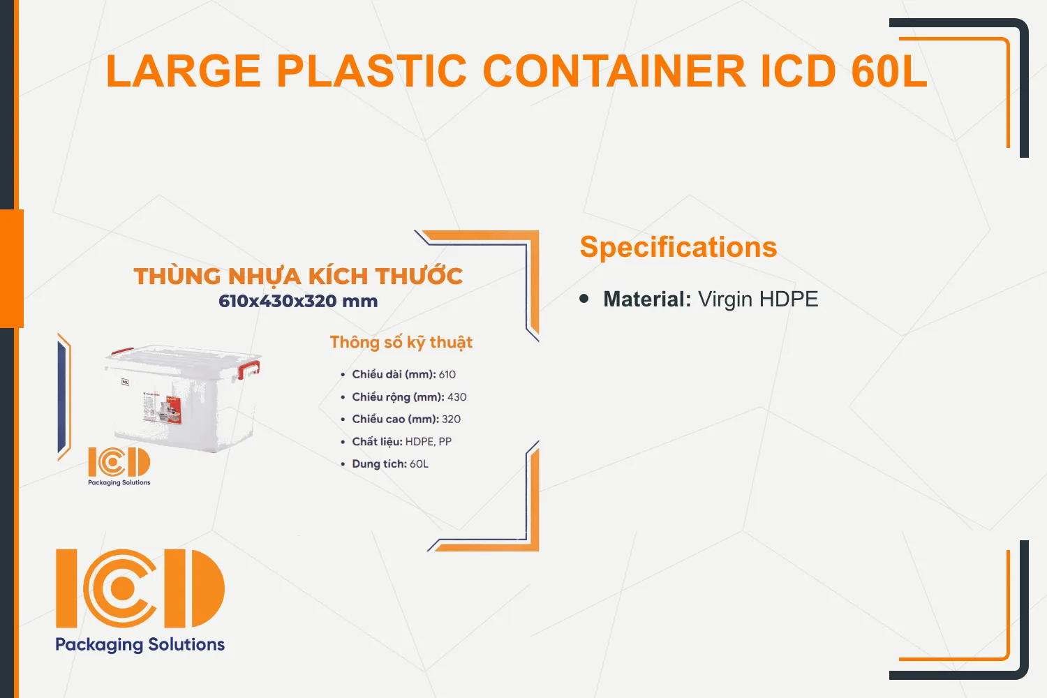 Large Plastic Container ICD 60L