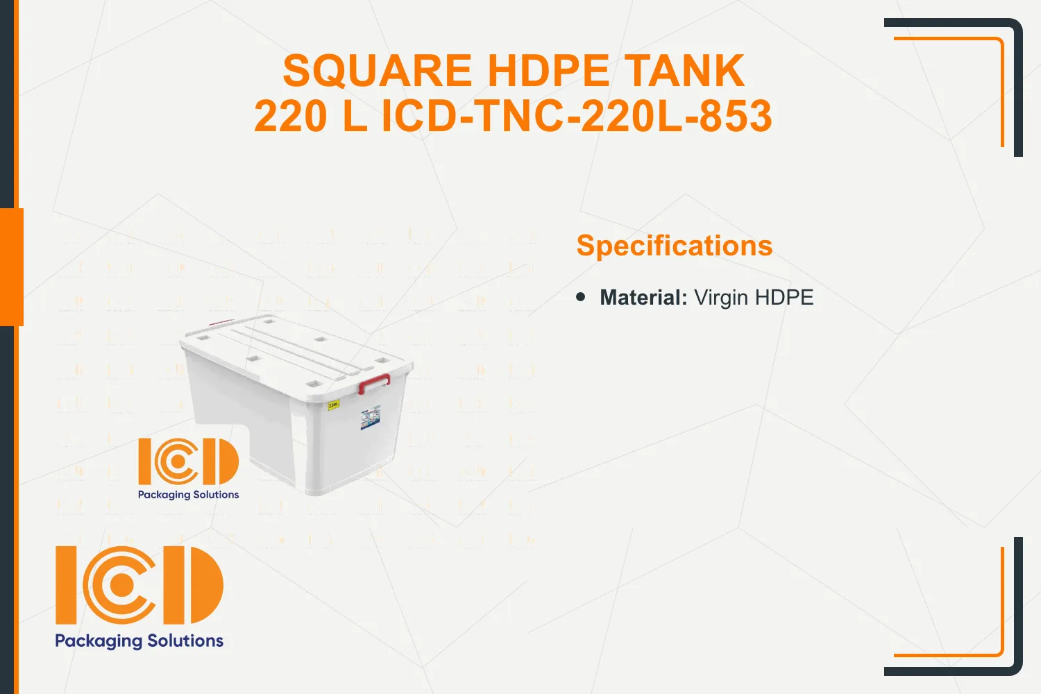Square HDPE Tank 220 L ICD-TNC-220L-853