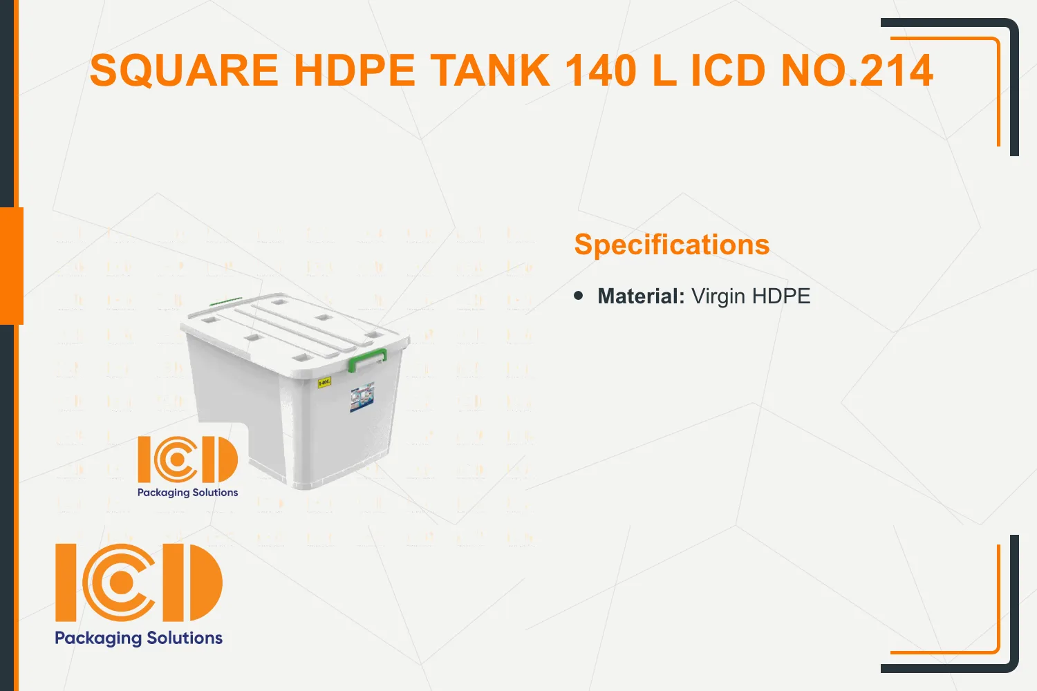 Square HDPE Tank 140 L ICD No.214