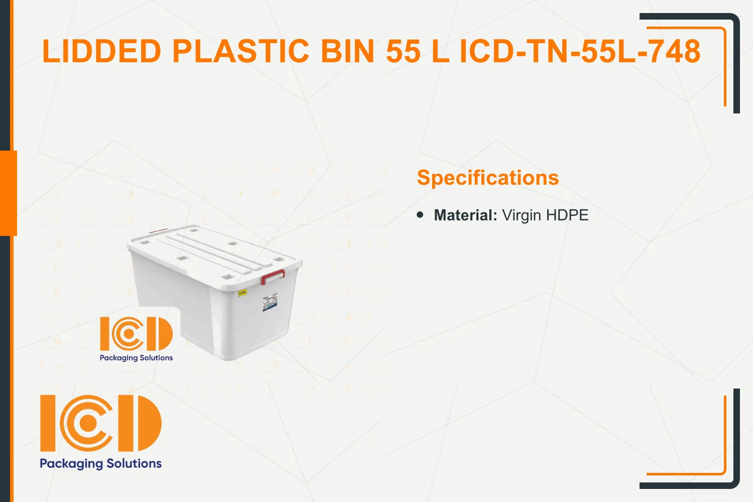 Lidded Plastic Bin 55 L ICD-TN-55L-748