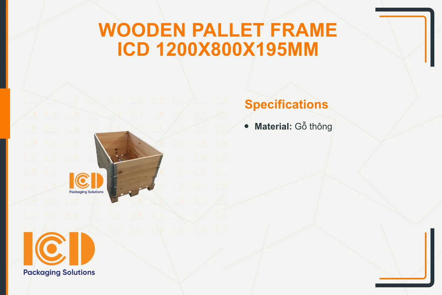 Wooden Pallet Frame ICD 1200x800x195mm