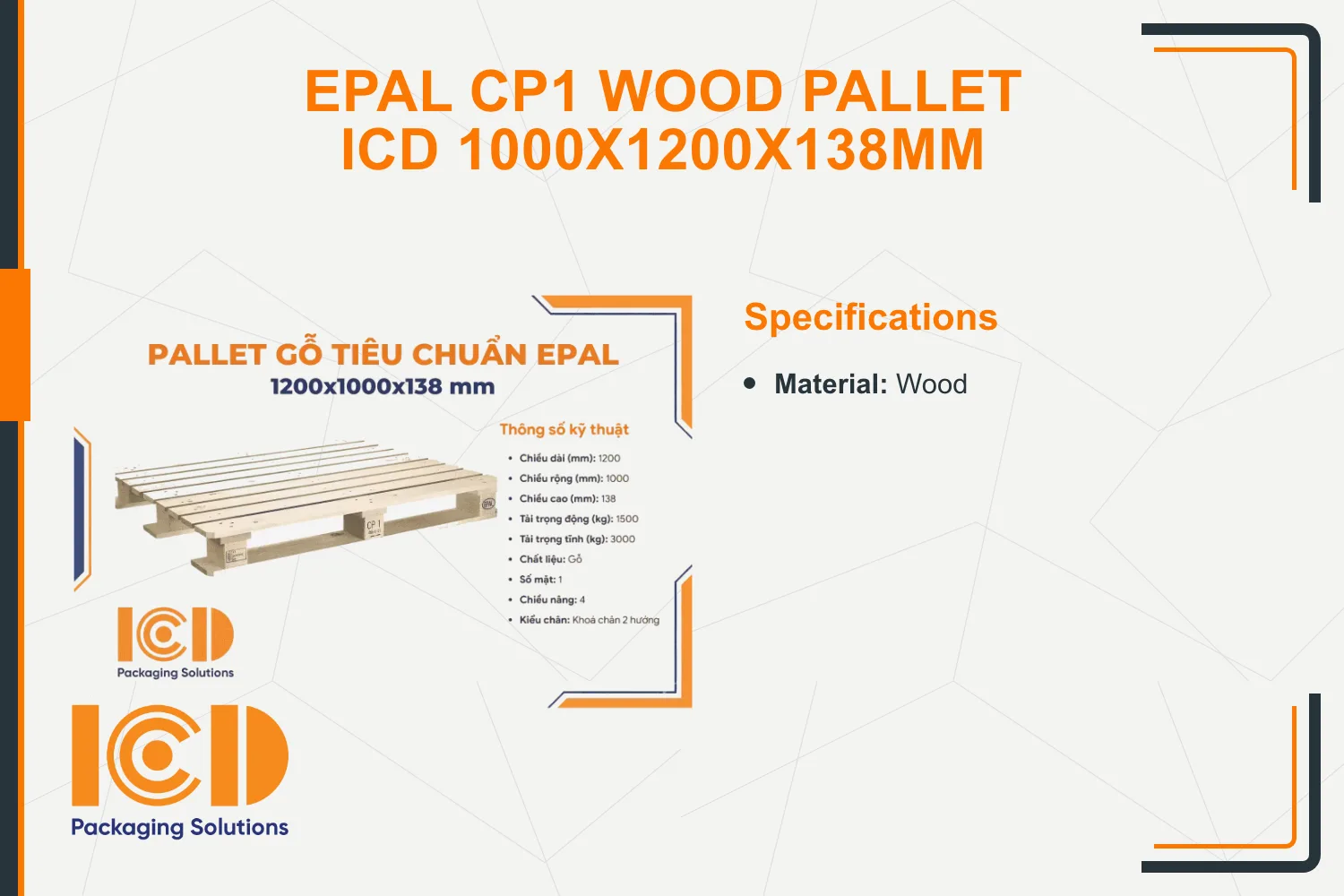 EPAL CP1 Wood Pallet ICD 1000x1200x138mm