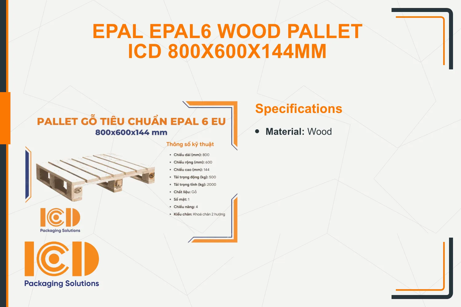 EPAL EPAL6 Wood Pallet ICD 800x600x144mm