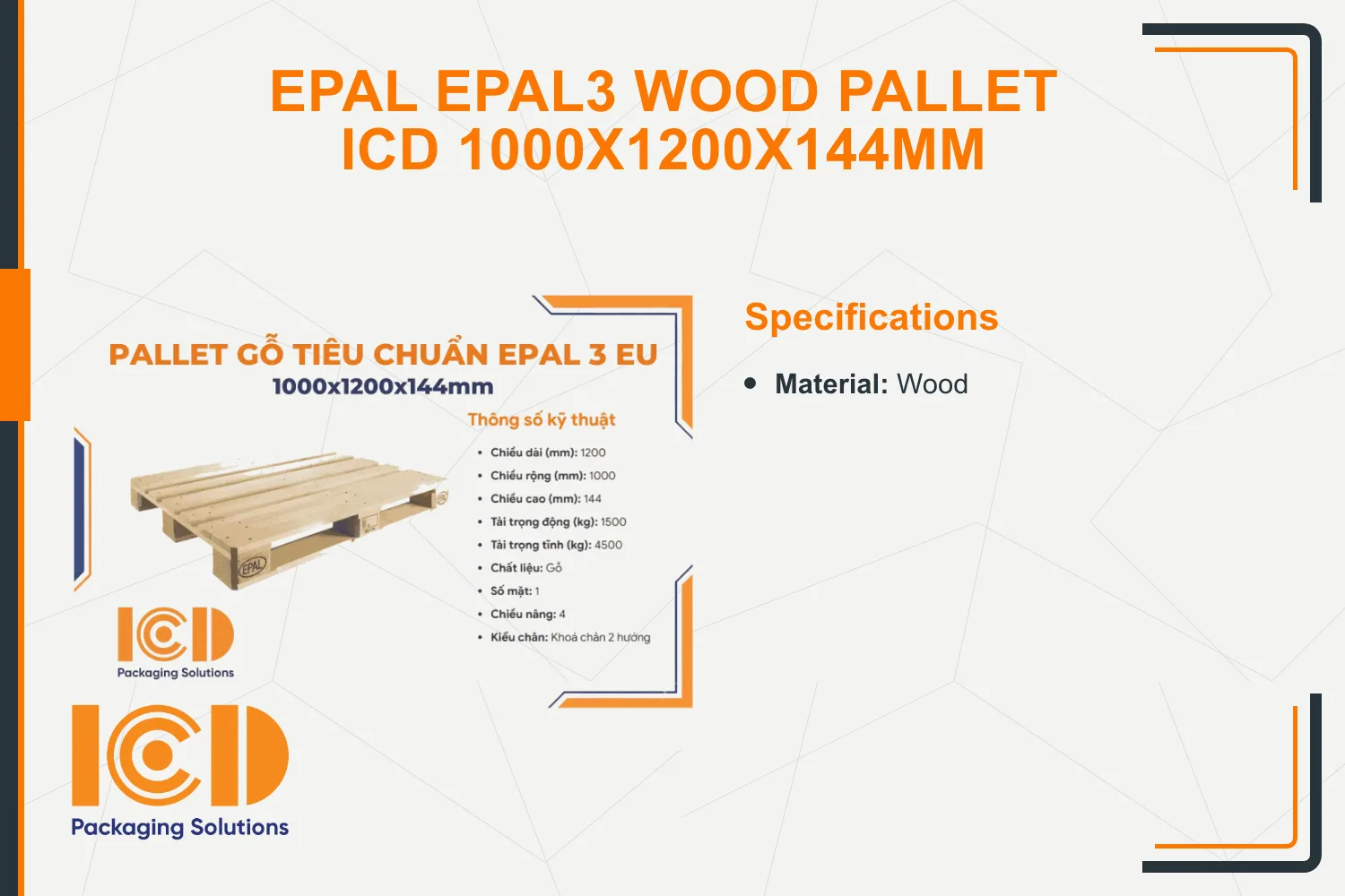 EPAL EPAL3 Wood Pallet ICD 1000x1200x144mm