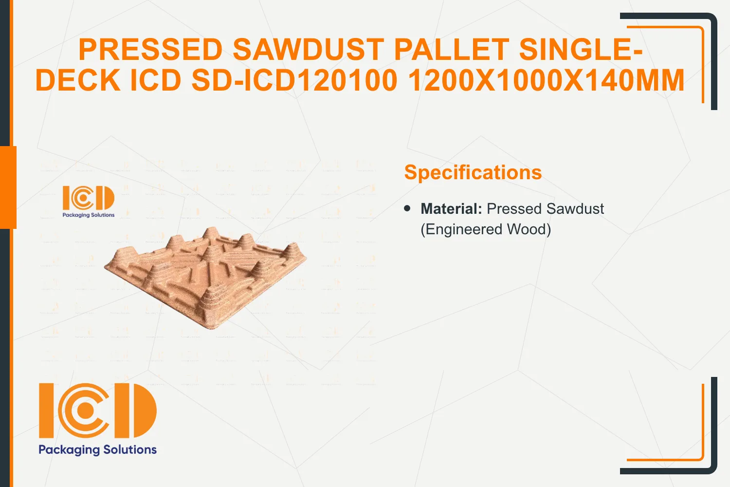 Pressed Sawdust Pallet Single-Deck ICD SD-ICD120100 1200x1000x140mm