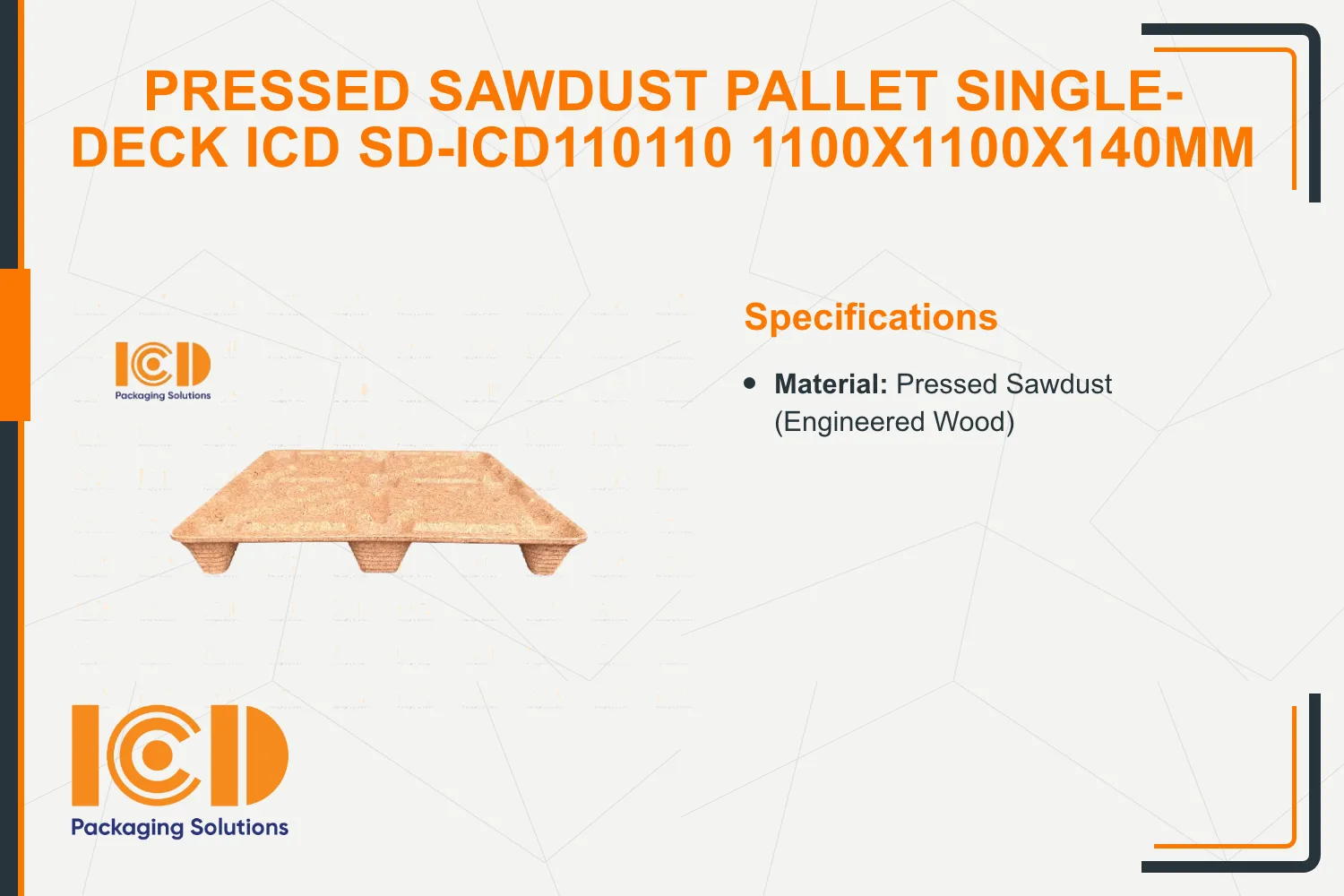 Pressed Sawdust Pallet Single-Deck ICD SD-ICD110110 1100x1100x140mm